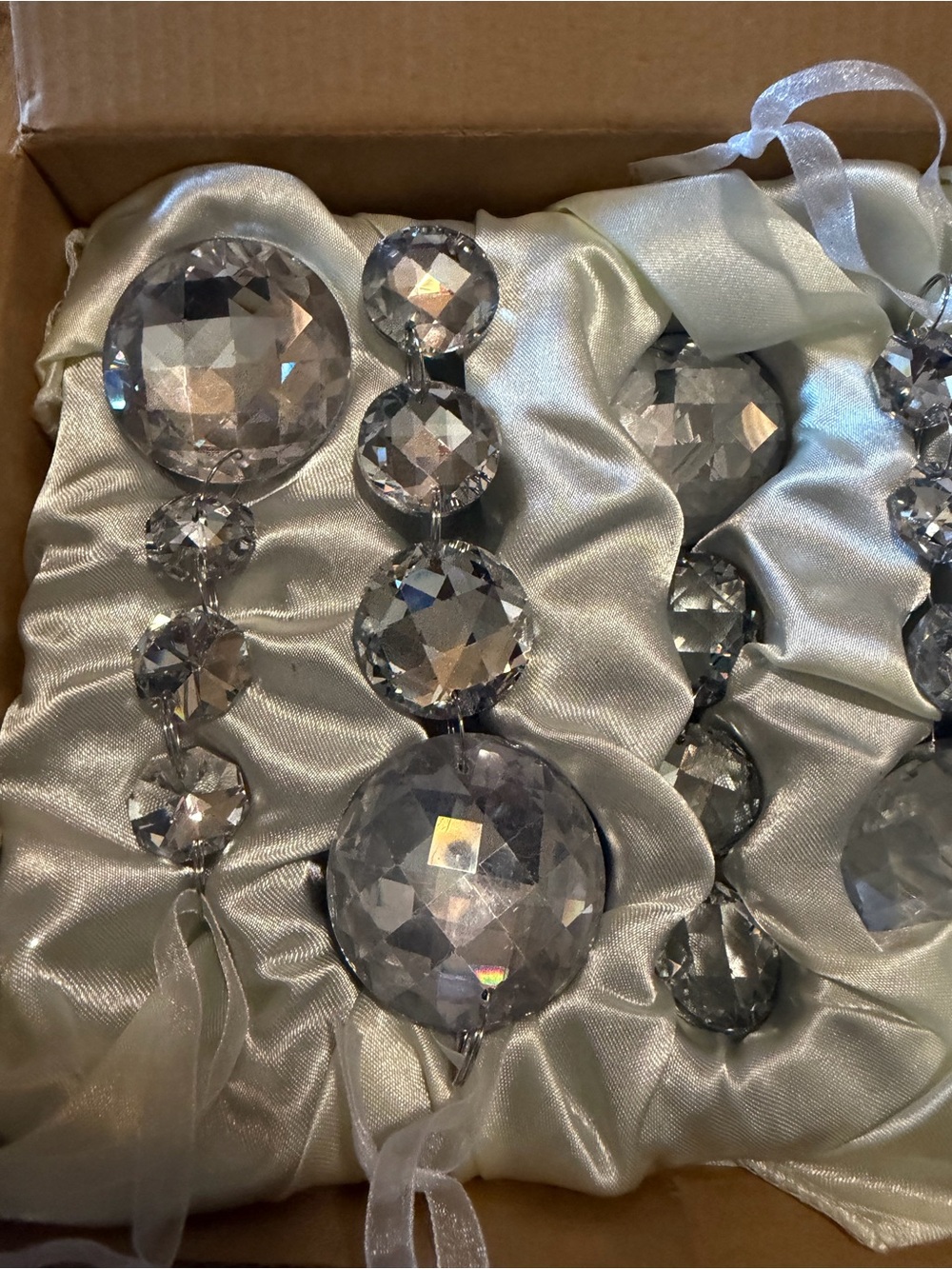 12 Piece Luxury Frontgate Holiday Collection 4.5” Crystal Circle Ornaments NIB